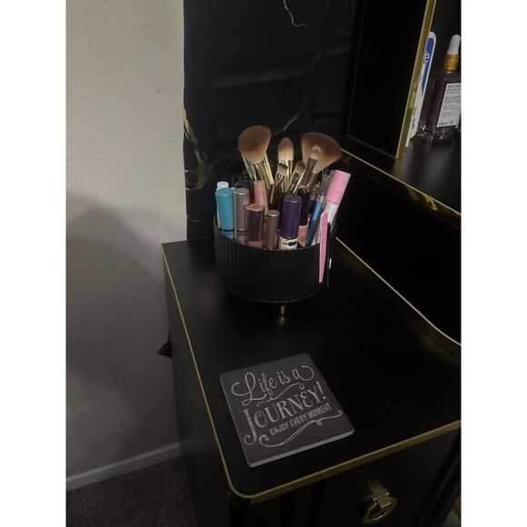 Diesisa 5 Slot Holder Brushes Black Cup 360° Rotating Makeup Brush Holder - Picture 2 of 5